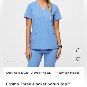 Figs Men's Short Sleeve V-Neck Tee in Blue